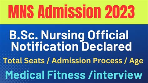 Mns B Sc Nursing 2023 Official Notification Declared Mns Application