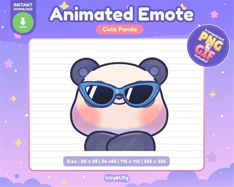 Cute Panda Animated Emote Cool Emote Wink Emoji Kawaii Panda Emoji For