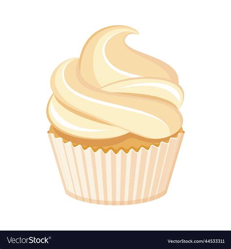 One Cream Vanilla Cupcake Icon Royalty Free Vector Image