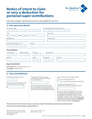 Fillable Online Claiming Deductions For Personal Super