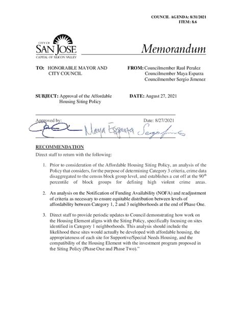 Fillable Online To Honorable Mayor And From City Council