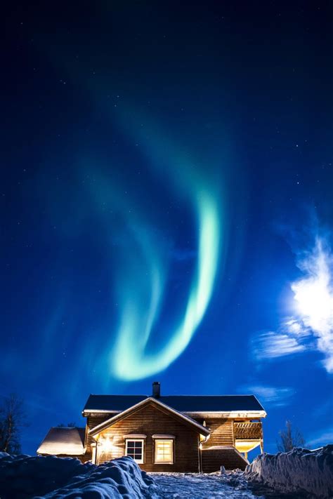 Aurora Borealis Above A Cabin In Skaidi Norway Wanderlust Pic