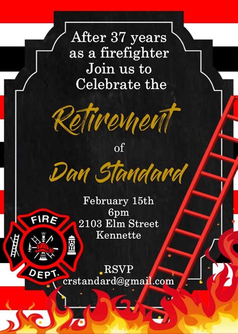 Firefighter Retirement Party Invitations Firefighter Retirement Firefighter Party Fireman