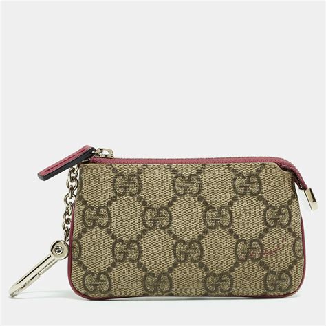 Gucci Beige Purple Gg Supreme Canvas Key Pouch Gucci The Luxury Closet