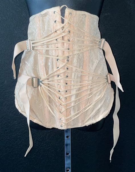 Vintage S Carol Brent Pinky Peach Lace Up Brocade Corset M Pink Girl Vintage Lingerie