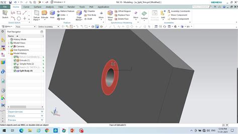 Split Body And Divide Face In Unigraphics Ug Nx Youtube