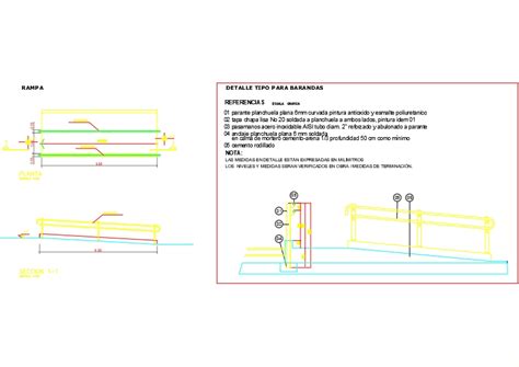 Access Ramp With Handrail Detail In Autocad Cad 51632 Kb Bibliocad