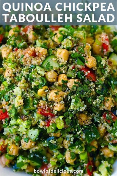 Quinoa Chickpea Tabbouleh Salad - Bowl of Delicious