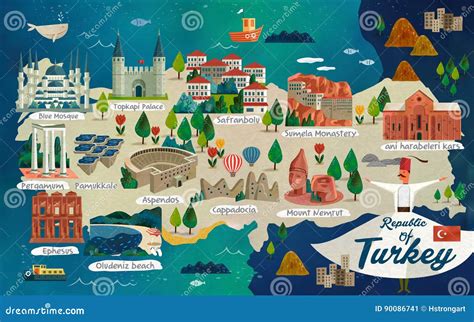 Turkey Travel Map Stock Vector Illustration Of Saffron