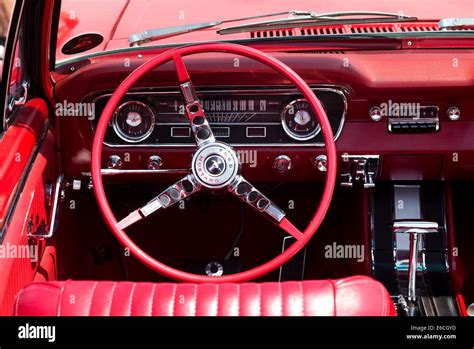 1960s Convertible Ford Mustang Interior Classic American Car Stock