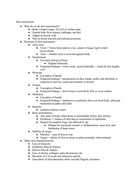 Class 4 9 8 Docx Lecture Notes 12 15 Skin Assessment Why Do We Do