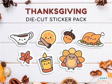 Kawaii Thanksgiving Sticker Pack Cute Happy Thanksgiving Die Cut