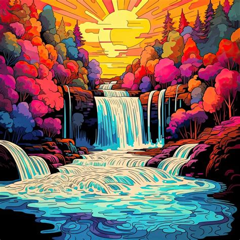 Premium AI Image | Waterfall in pop art colors