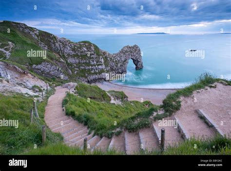 Steps Leading Down To Durdle Door On The Jurassic Coast Dorset