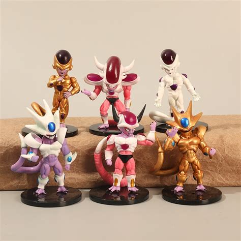 6Pcs Set 7 5 8cm Anime Dragon Ball Z Figura Ouro Frieza King Cold