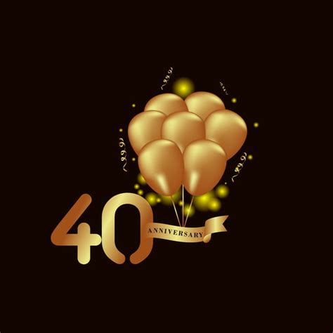 40 Anniversary Vector Hd Png Images 40 Year Anniversary Gold Balloon Vector Template Design