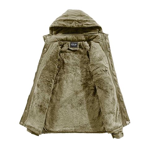 Apexfwdt Men S Sherpa Lined Military Full Zip Removable Hooded Cotton