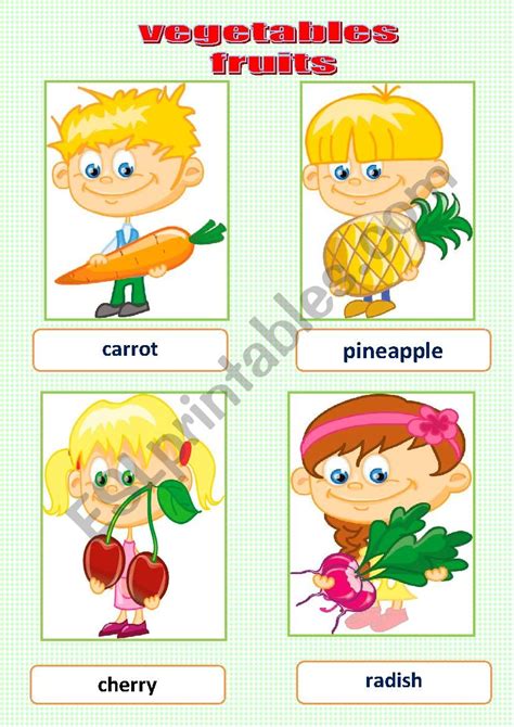 Fruits And Vegetables English Esl Worksheets For D