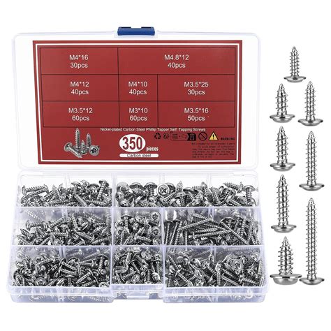 Qxayxa 350pcs Self Tapping Screws For Wood Screw Assortment Kit M3 M3