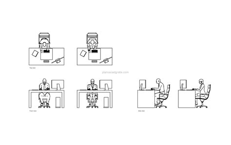 Personas Sentadas En Escritorio Bloque De AutoCAD Planos CAD Gratis