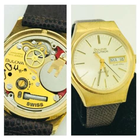 Vintage Bulova Accutron N8 Mens 10k Gold Filled Quartz Leather Watch