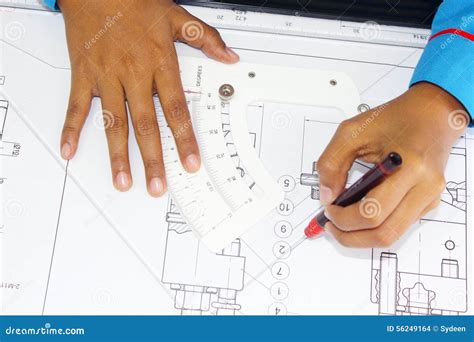 Manual Technical Drawing Made With A Pencil On Tracing Paper Royalty