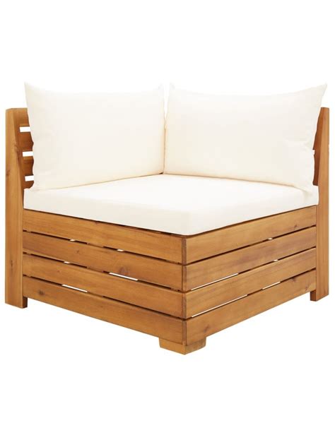 Canapé d angle sectionnel 1 pc et coussins Bois d acacia massif