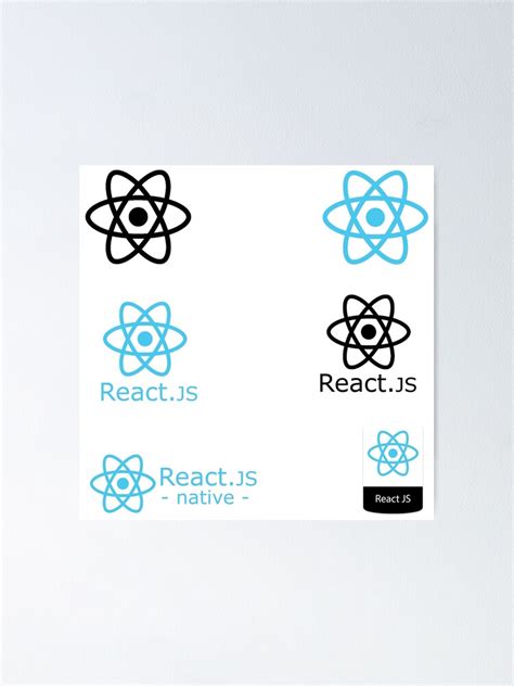 React Js Sticker Set Poster For Sale By Yourgeekside Redbubble