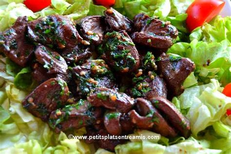 Coeurs de canards sautés à lail et au persil Petits Plats Entre Amis