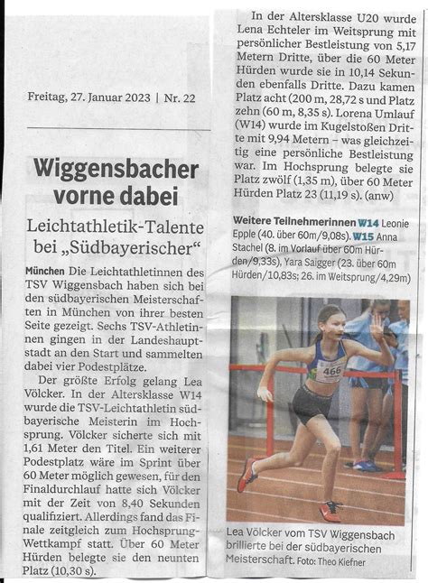 Presseartikel TSV Wiggensbach Leichtathletik