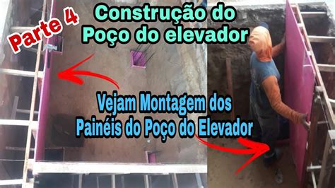 Construção do fosso do elevador forma da área externa do fosso do