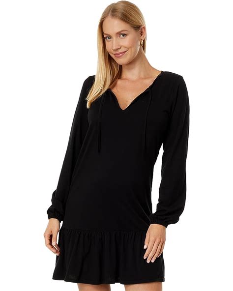 Women S Bobi Los Angeles Ruffle Hem Long Sleeve Dress Zappos