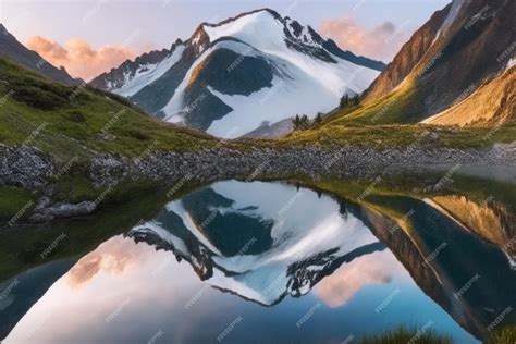 Premium AI Image | Wallpaper Desktop Mountain Range Reflected In Calm ...