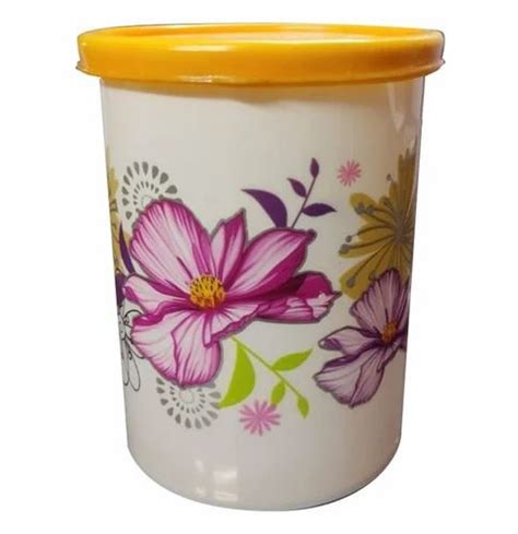 Yellow And White 1000ml Plastic Food Container For Kitchen Round At