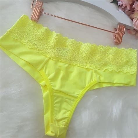 Calcinha Fio Duplo Neon Cós Em Renda Gardens Lingerie Moda Íntima