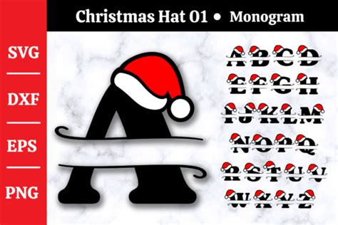 Christmas Santa Hat Monogram Svg 01 Graphic By Momstercraft Creative