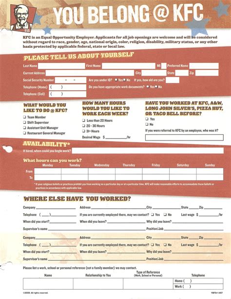 Kentucky Fried Chicken Job Application Form Edit Fill Sign Online