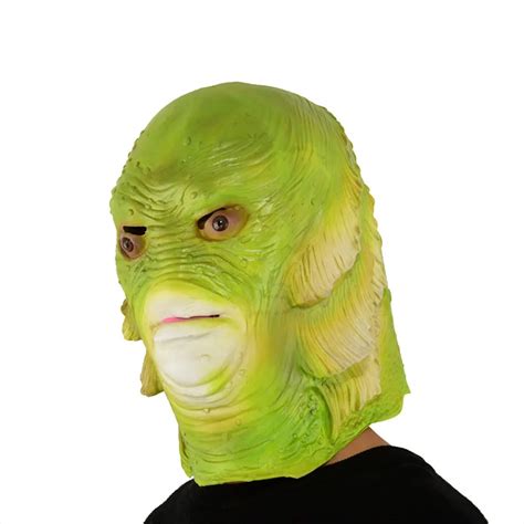 Halloween Scary Monster Latex Fish Mask Creature From The Black Lagoon