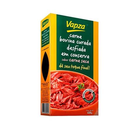 Carne Bovina Curada Desfiada Em Conserva Sabor Carne Seca Vapza 400g