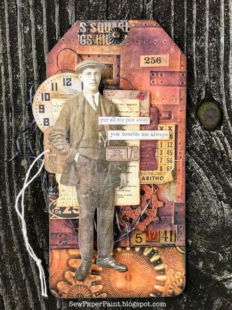 SewPaperPaint Tim Holtz 3D Embossing Steampunk Masculine Tag Tim