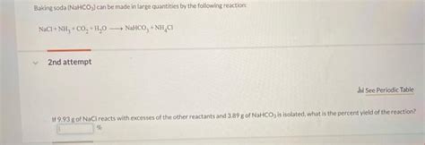 Solved Baking Soda Nahco Can Be Made In Large Quantities Chegg