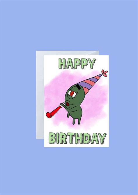 Plankton Birthday Card Spongebob And Friends Card Etsy