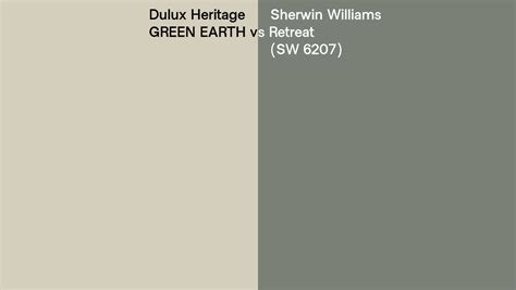 Dulux Heritage GREEN EARTH Vs Sherwin Williams Retreat SW 6207 Side