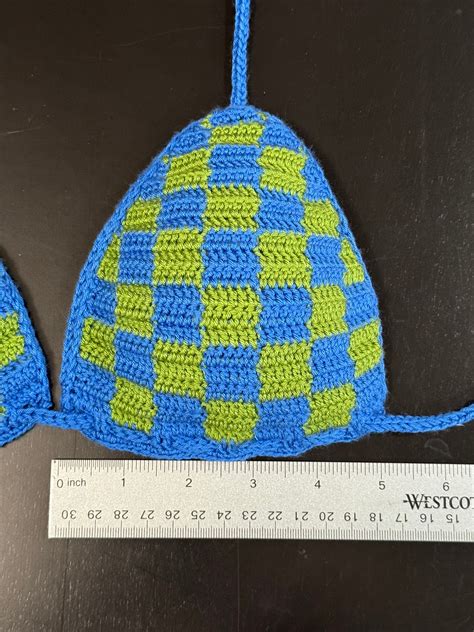 NWT Crochet FULL LINED Bikini Adjustable Summer Handmade Checkered Pattern Blue Green Etsy
