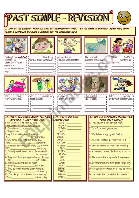 Past Simple Tense Revision Esl Worksheet By Valedanilova