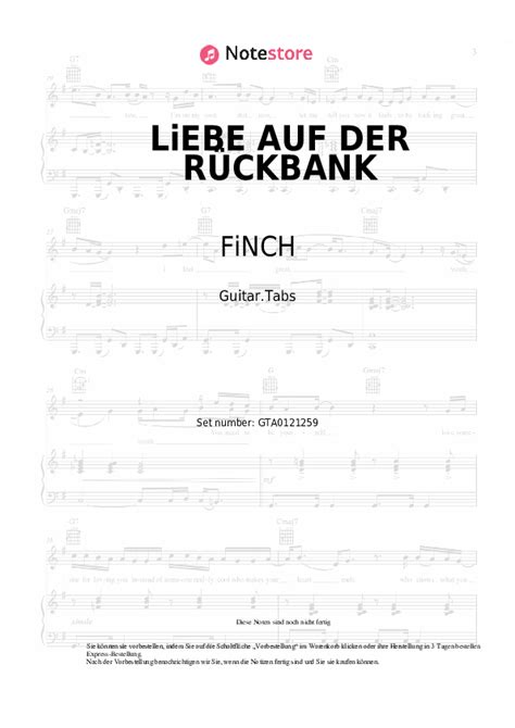 LiEBE AUF DER RÜCKBANK FiNCH Tream chords tabs gitarre Note Store de