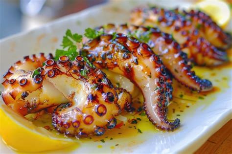 Premium Photo Grilled Octopus On White Plate Greek Dish Octopus