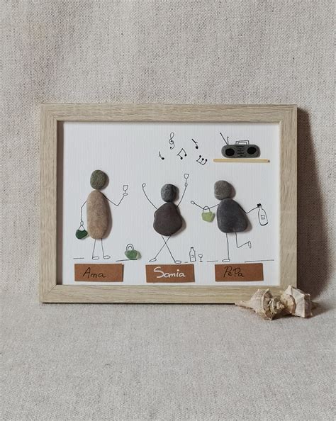Friends Pebble Art Friends Framed Art Pebble Art Friendship Etsy
