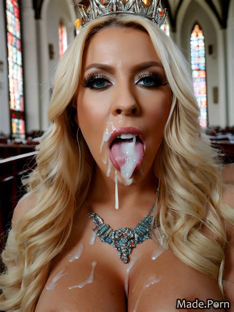 Porn Image Of Bimbo Woman Church Flashing Tits Fuchsia Multicolored Hair Topless Created By AI