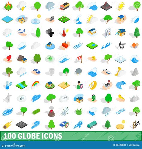 Globe Icons Set Isometric D Style Stock Vector Illustration Of